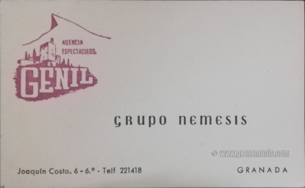 Tarjeta de visita grupo Némesis Granada
